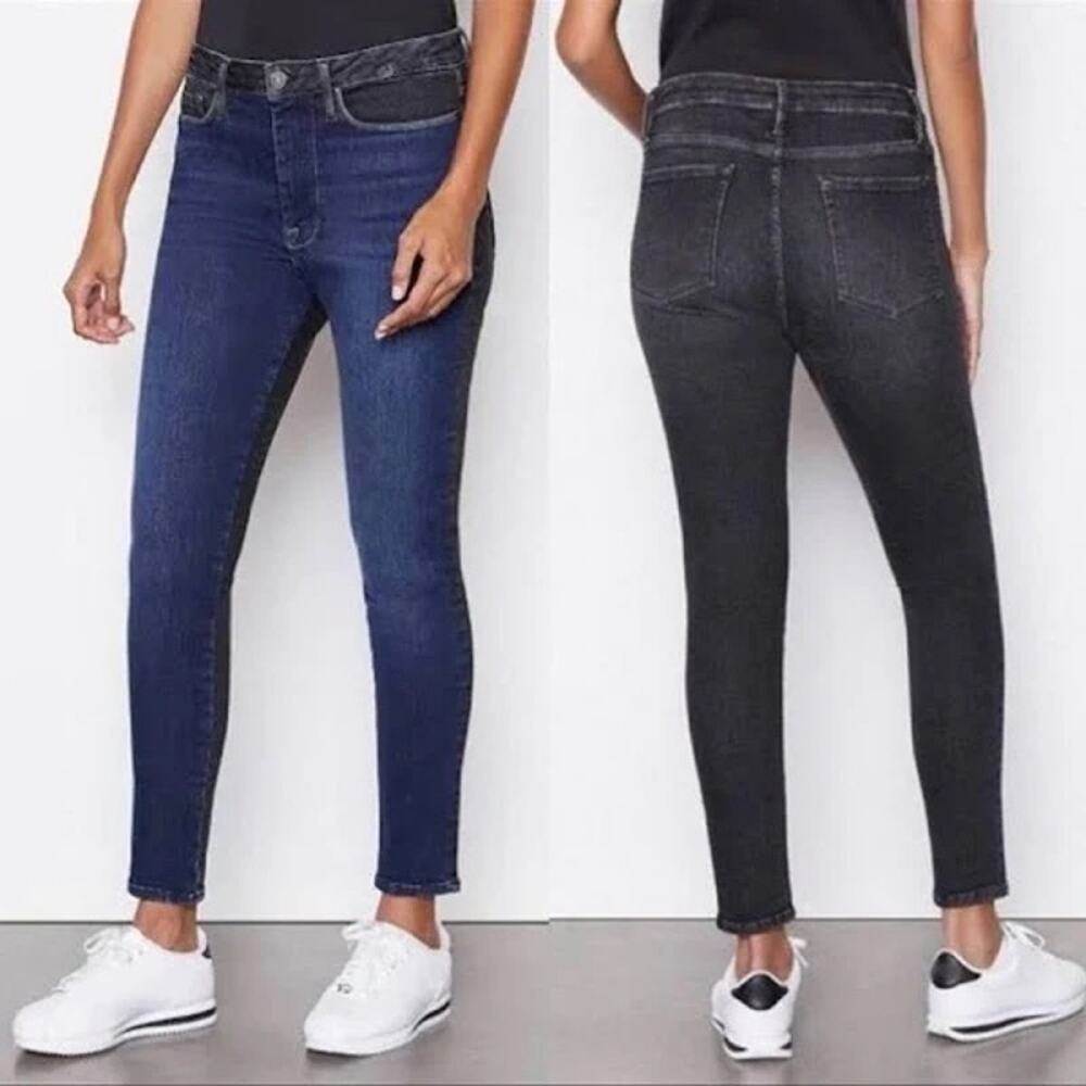 [Frame] Le One Skinny Two Tone Stretch Teller Mid Rise Jeans Ankle Length Sz 30